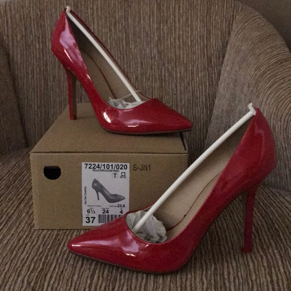 NEW Zara Red Heels Pumps 37 | 6.5
